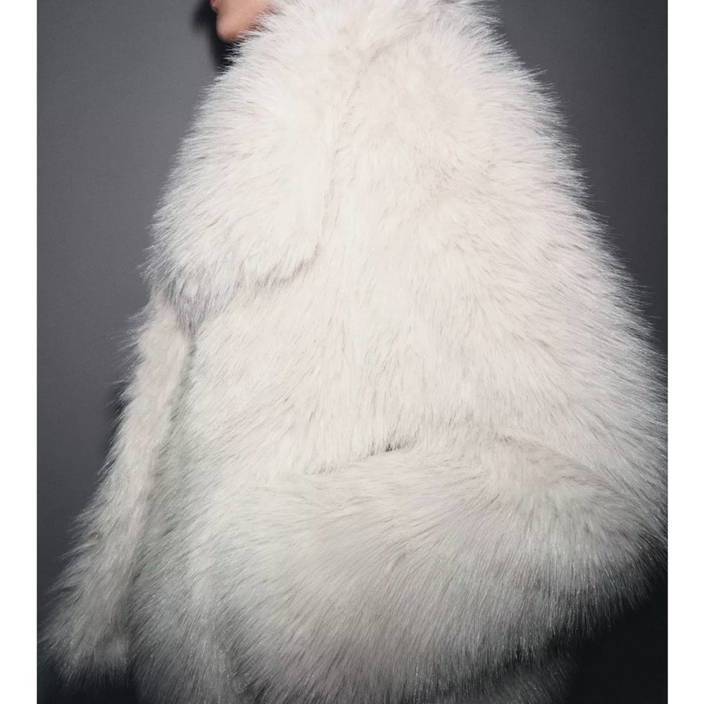Zara White Faux Fur Puffer Jacket